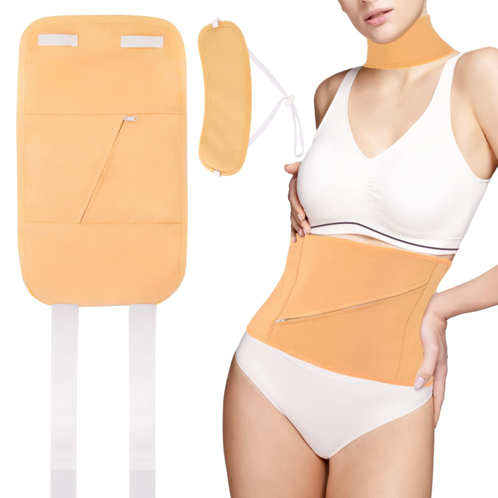 Castor Oil Pack Wrap Kit, Reusable Organic Patch with Hot Cold Pack for Detox Insomnia Constipation, Anti Oil Leak, Machine Washable（Essential Oil Free）