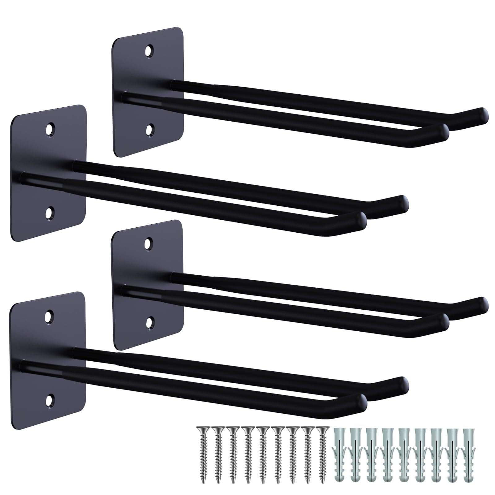 Large Garage Hooks Heavy Duty - 4 Pack 12.2" Long Garage Storage Utility Hooks, Wall Mount Ladder Hanger, Garage Organizer for Hanging Tool, Chairs, Hoses, Garden Tool, Bulk Items, Ropes, etc.