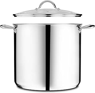 Bakken-Swiss Deluxe Stainless Steel Stock Pot with Clear Tempered Glass Lid for Simming Delicious Soups, Stews and Induction Cooking - Exceptional Distribution of