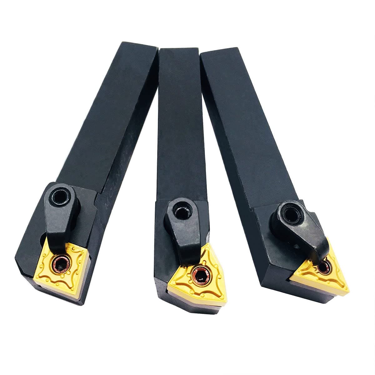 3PCS 5/8" CNC Lathe Excircle Indexable Carbide Turning Tool Holder Bit Set MTJNR1616H16 + MWLNR1616H08 + MCLNR1616H12 With 3pcs wnmg431, cnmg431, tnmg331 Indexable Carbide Inserts (right cutting)