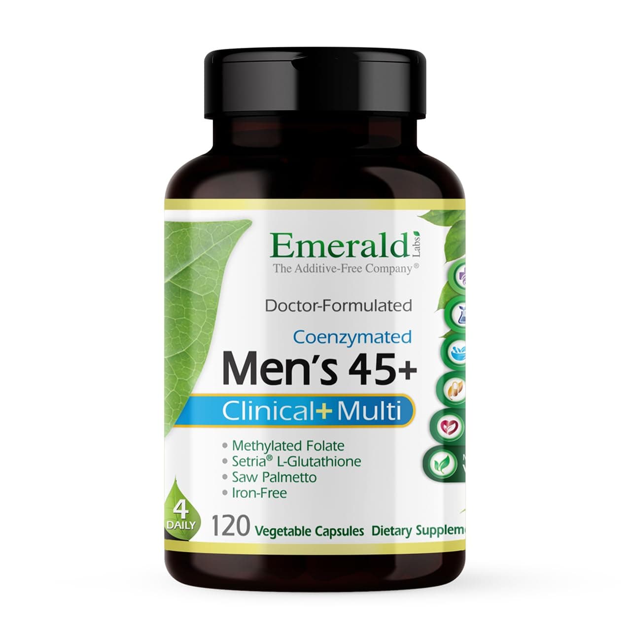 EMERALD LABS Men's 45+ Clinical Multi - Multivitamin for Comprehensive Support, Bone & Heart Health* - Designed for Men 45+ - Gluten-Free & Vegetarian - 120 Vegetable Capsules (30-Day Supply)