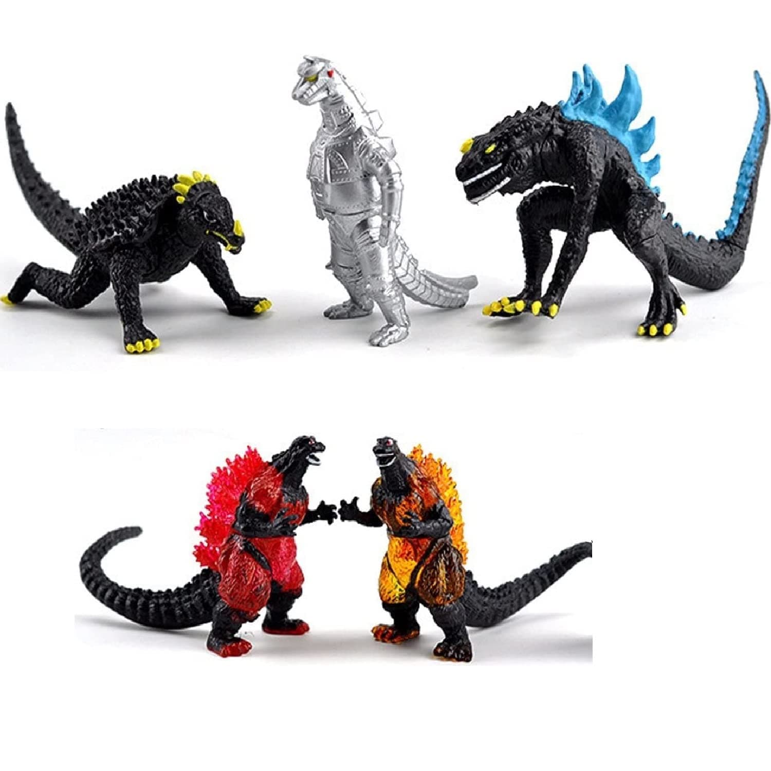 Action Figures Soft Touch Vinyl Plastic Collectible Model Toys… (Godzilla5 Pieces Set, Version B, Multicolour, 3-7cm)