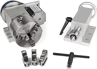 CNCTOPBAOS CNC Rotary Axis 4th Axis with 3 Jaw Chuck,K11-100mm Hollow Shaft Dividing Head Rotational A Axis,with 65mm Tailstock,Reducing Ratio:6:1 for CNC Router Lathe Engraving Milling Machine