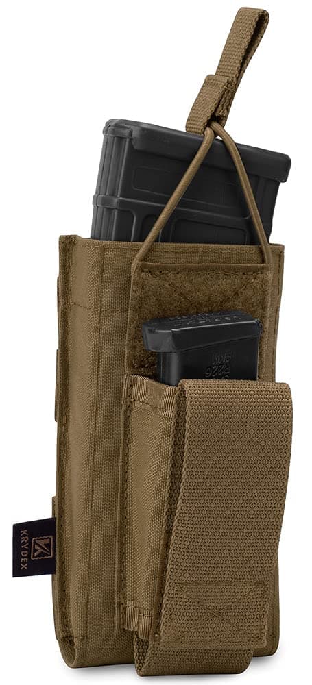 KRYDEX Triple/Double/Single Open-Top Mag Pouch for 5.56 .223 Magazine with 1911 HK45 Glock 9mm Pistol Mag Pouch