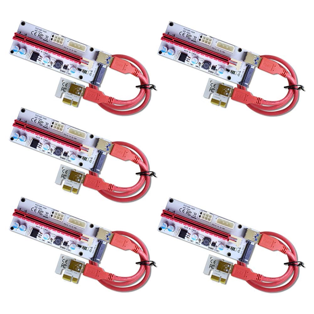 5-Pack MintCell VER 008S Multi-Power 16x to 1x Powered Riser Adapter Card 60cm USB 3.0 Extension Cable - GPU Riser Adapter - Mining Ethereum ETH Zcash ZEC Monero XMR