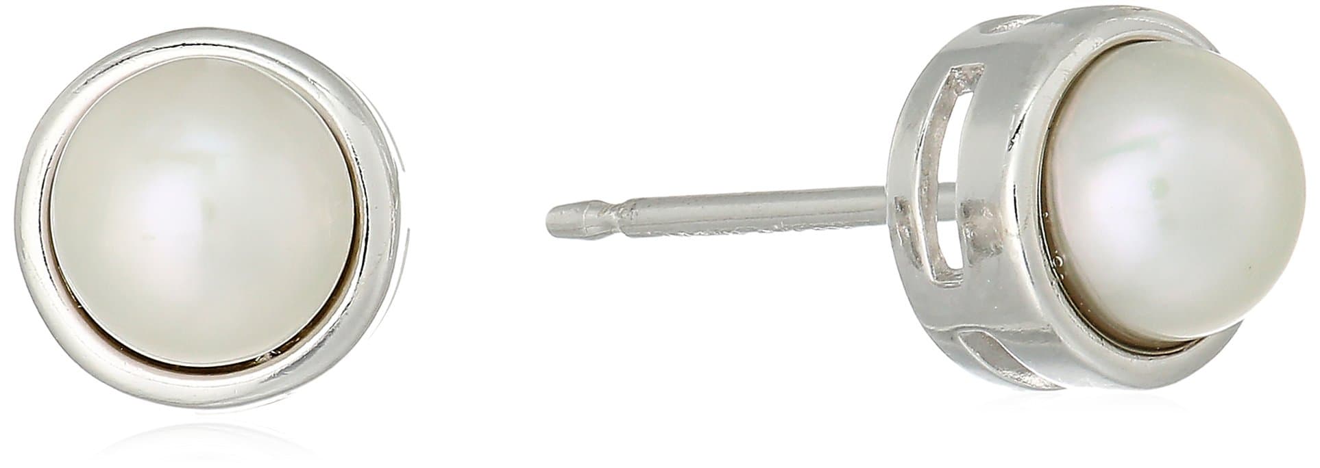 Amazon Essentials Sterling Silver Genuine and Created Gemstone 5mm Bezel Set Birthstone Stud Earrings