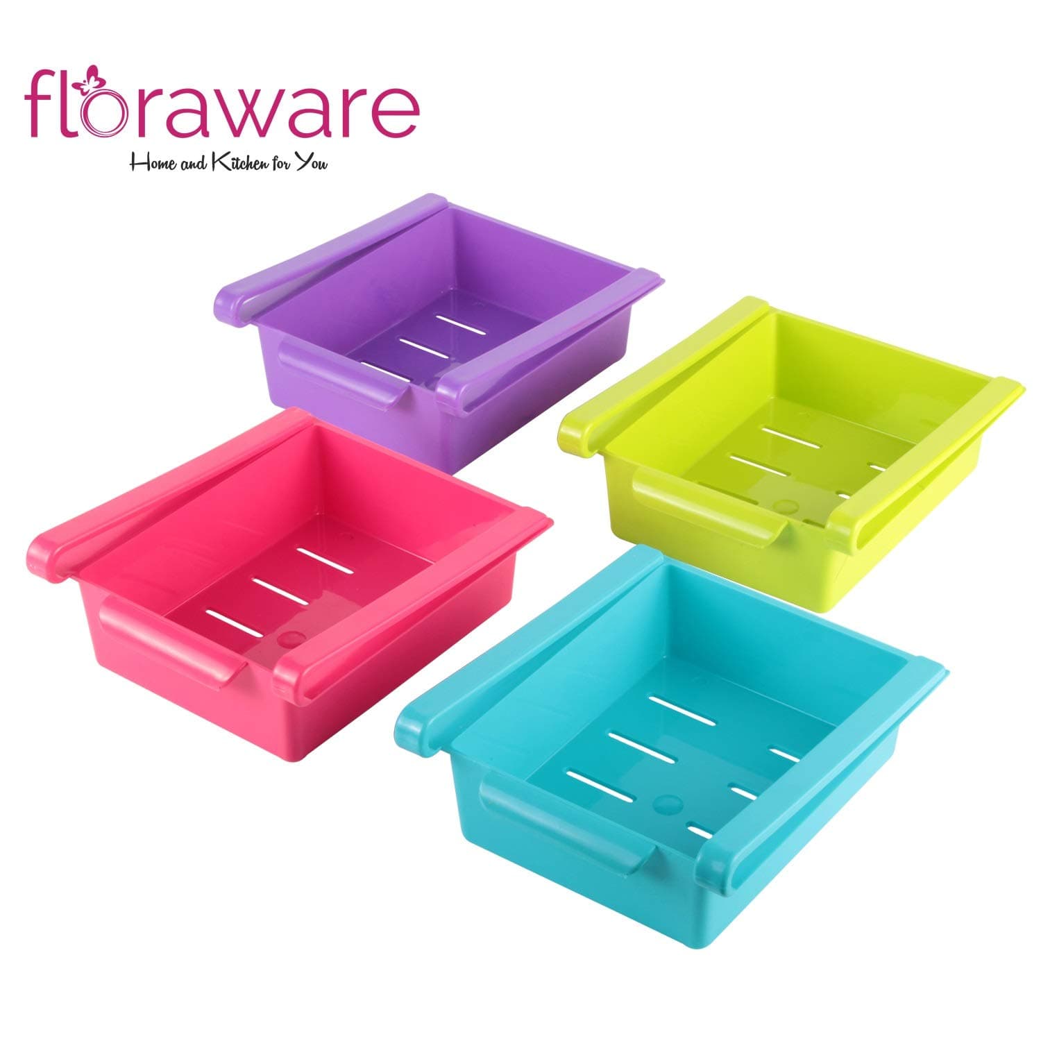 Floraware Plastic Refrigerator Storage Rack, Set of 3, Multicolour