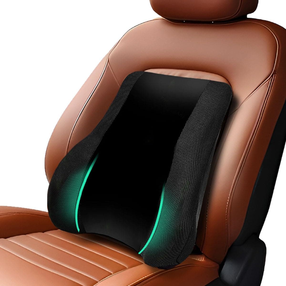 Trajectory Back Support for Chair, Memory Foam Car Seat Office Chair Back Support Cushion, Black, Standard