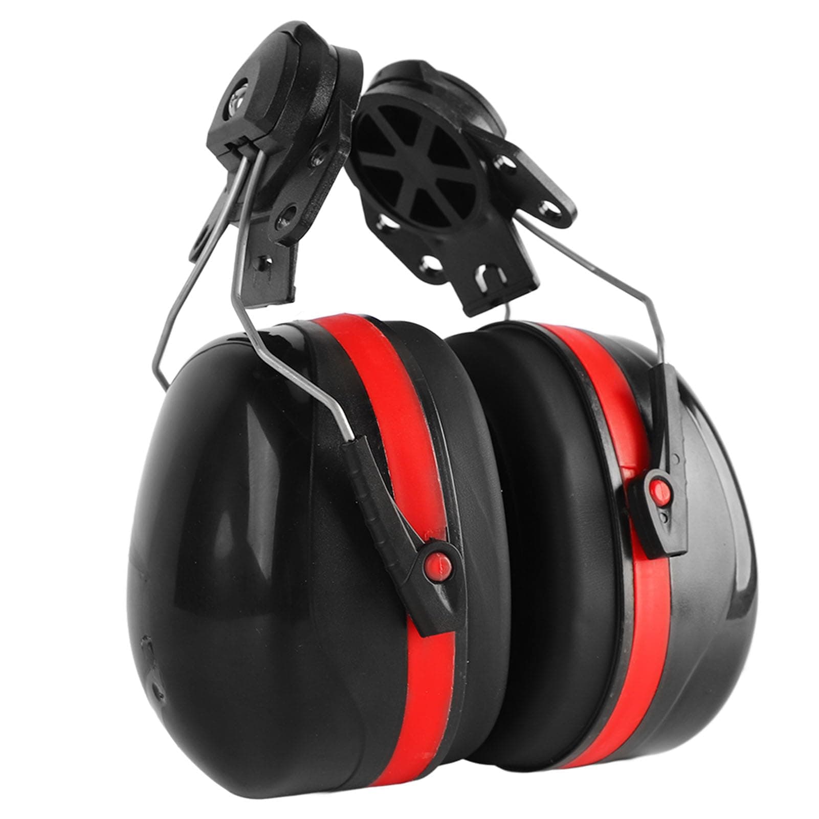 Sorandy Hearing Hard Hat Attachment Earmuff, Noise Reduction Angle Adjustable Telescopic Helmet Earmuff Red, 2Pcs Noise Reduction Safety Ear Muffs