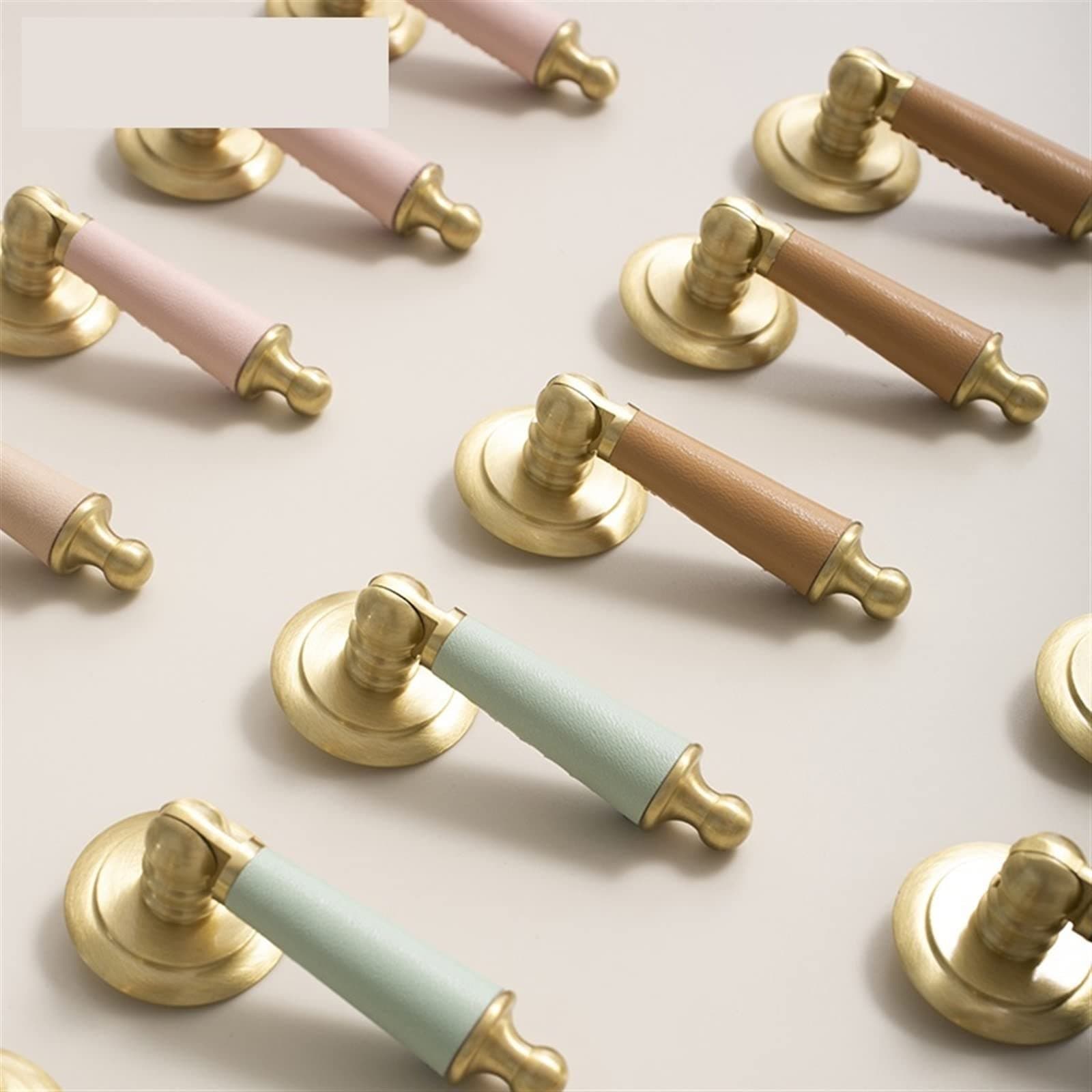 Knobs and Pulls Leather Cabinet Cupboard Handles Bedroom Furniture Hardware Dresser Drawer Pulls Kitchen 1Pcs (Color : C-4611-Xingse)