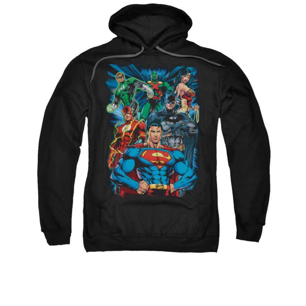 Justice League DC Comics Justice is Served Adult Pull-Over Hoodie Black