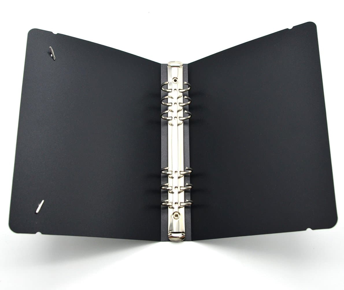 Freude A5 6-Holes Round Ring View Binders Black Plastic Cover, Refillable Notebook Journal Binder File Folder, Loose Leaf Sheet Protectors/DIY Scrapbooking/Binder Cover Protector