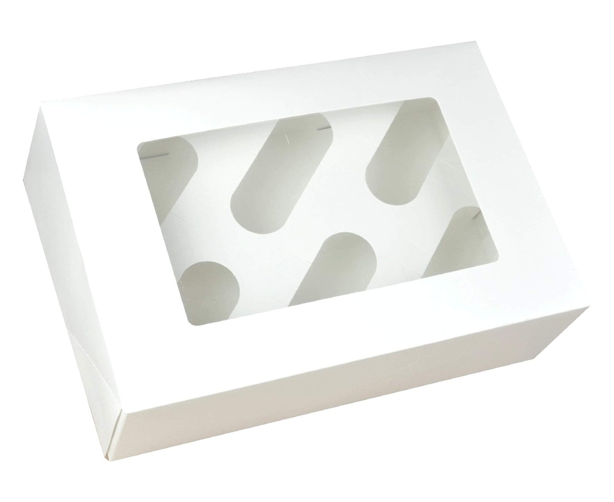 10x White Cupcake Boxes - 6 Holes
