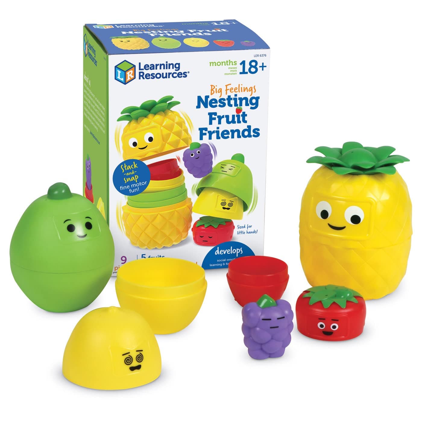 Learning Resources Big Feelings Nesting Fruit Friends, Ages 18+ Months, Toddler SEL Toy, Explore Emotions & Develop Fine Motor Skills