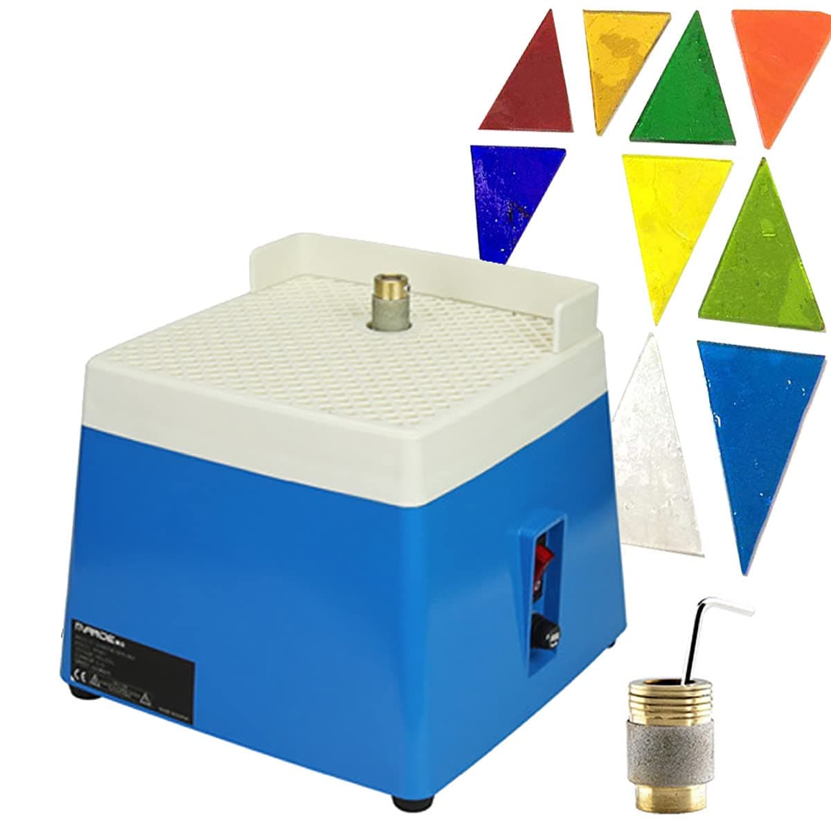 Portable Mini Glass Grinder, with 5/8'' Grinder Bits & 1'' Grinder Bits, Stained Grinder Machine for Diamond Ceramic Shell Art DIY, with Stand,A