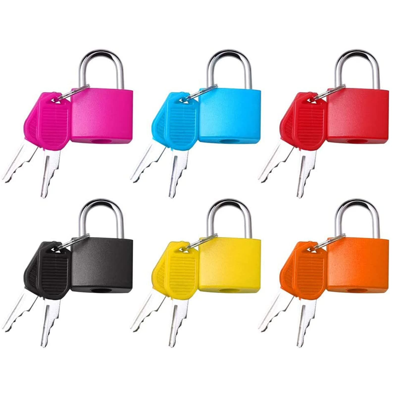 DOUKI 6 Pcs Suitcase Locks with Keys, Luggage Padlocks, Mini Keyed Padlock for School Gym Classroom Matching Game