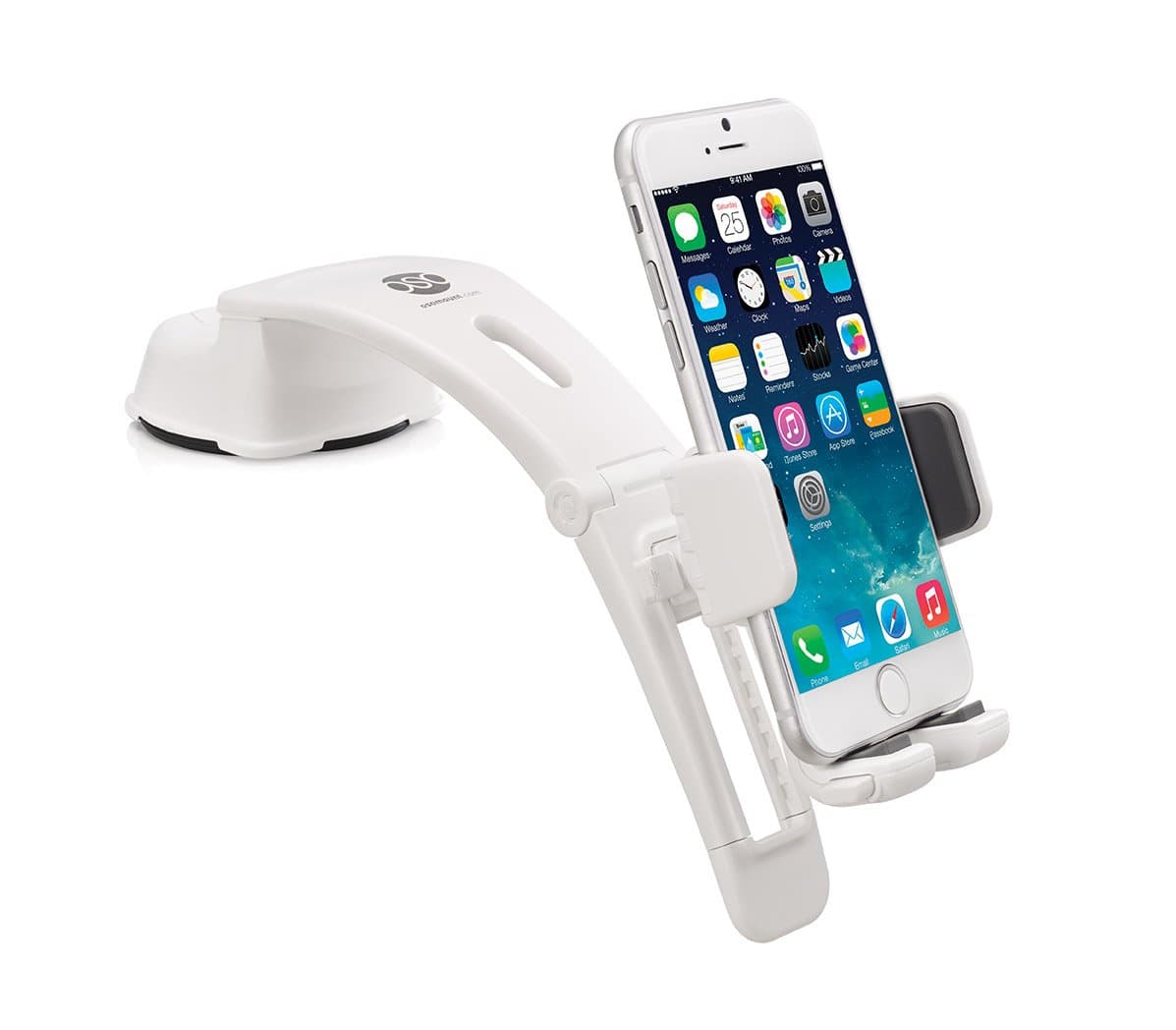 OSOMount Arc Pro 2 in 1 Extendable Windscreen & Dash Mount Holder for iPhone 6/ 6 Plus / 5S /5C /4/4S Samsung Galaxy S6/S5 /S4 /S3 / Note 4/3 & Other Smartphones (White)