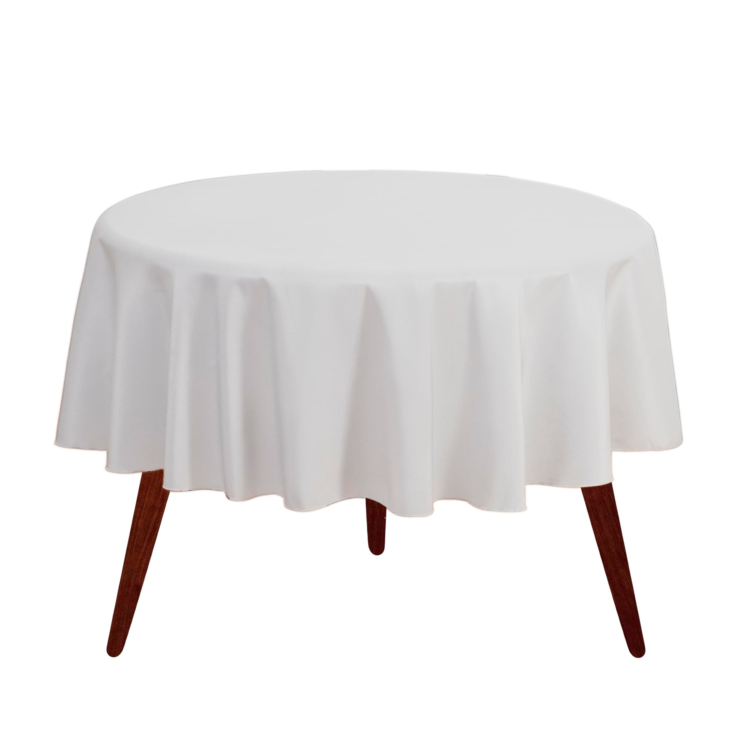 Gee Di Moda Round Tablecloth - 90 Inch White Round Table Cloth for 30 to 60 Inch Round Tables - Heavy Duty Washable Fabric - for Buffet Table, Holiday Party, Dinner, Wedding & Baby Shower