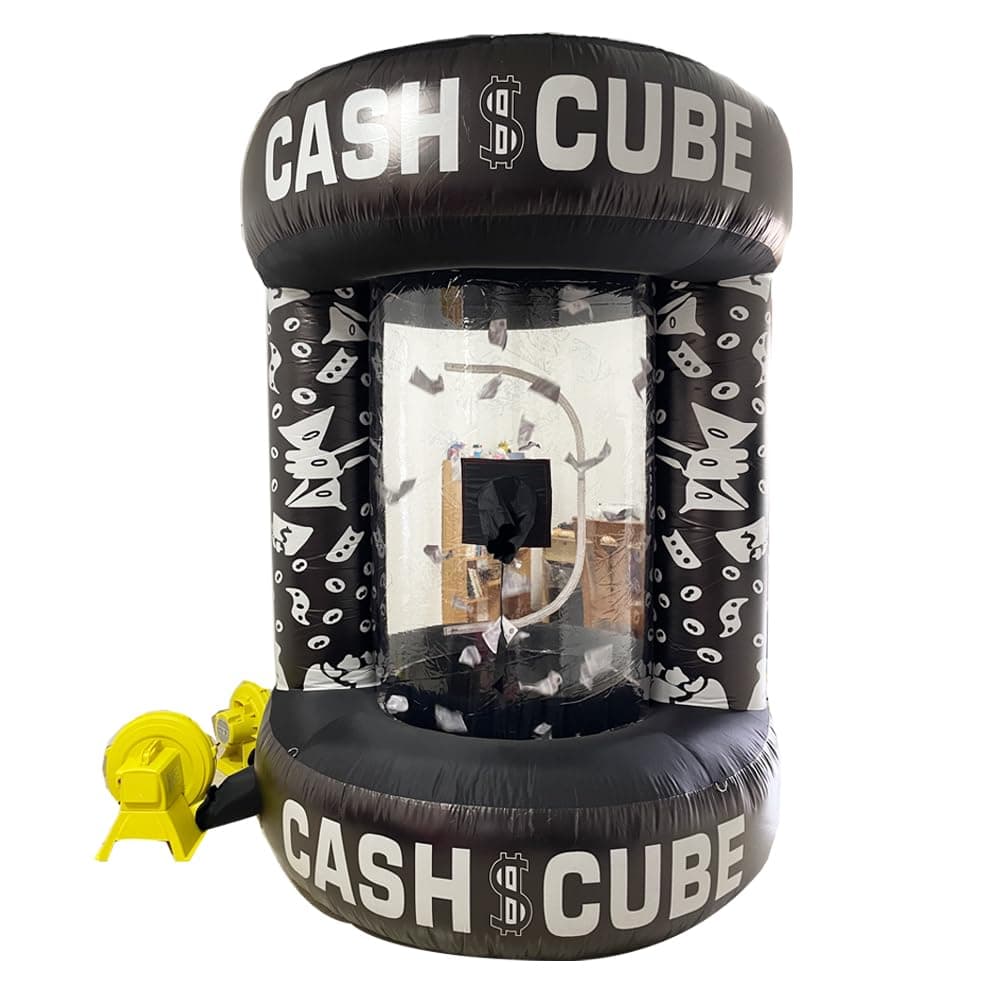 Inflatable Cash Cube Booth Cube Cash Grab Machine Three-Dimensional Money Grab Booth Machine Fast Inflatable Cash Grab Game Activity(Without air Blower)