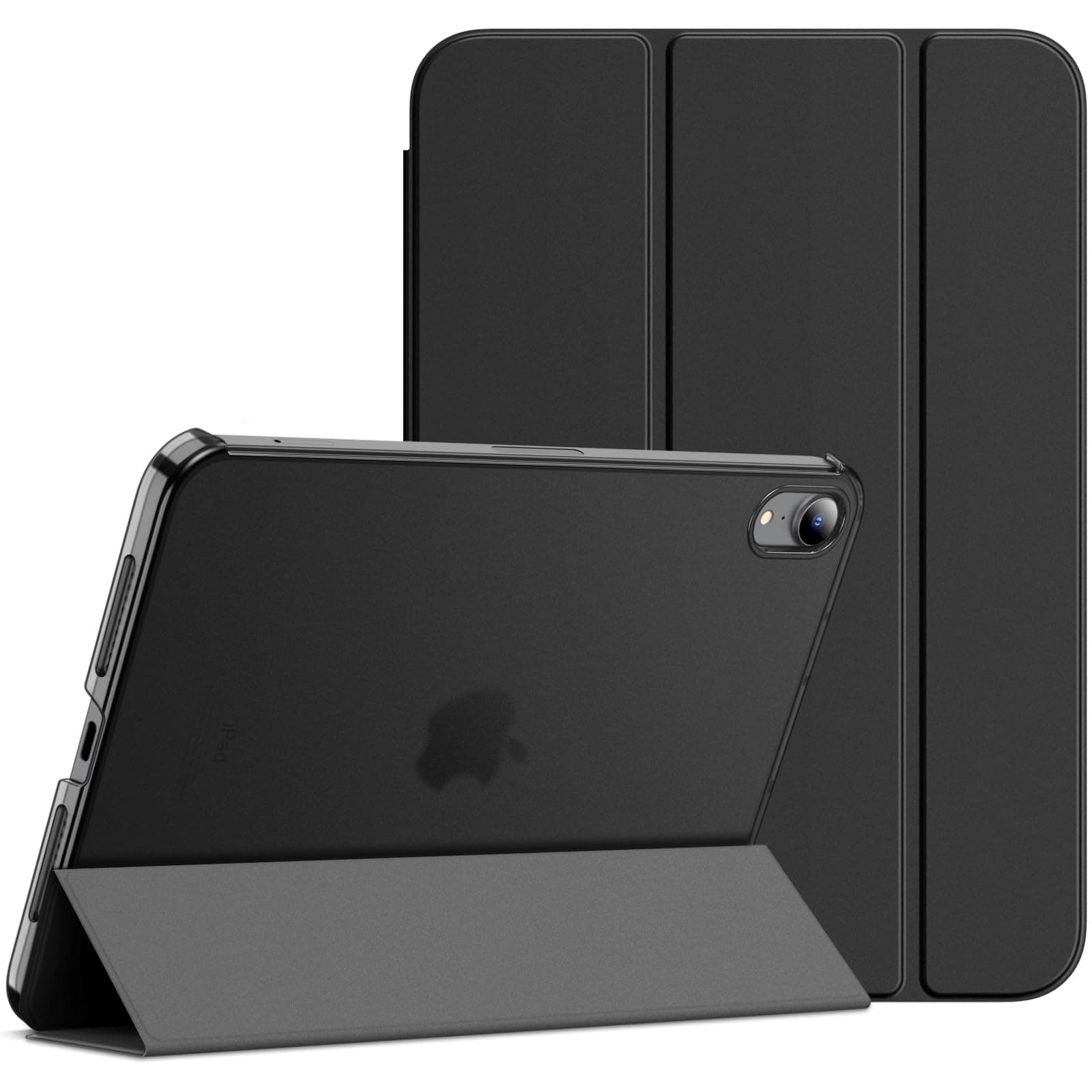 Case for iPad mini (A17 Pro, 2024 Model, 7th Generation) / mini 6 (2021 Model, 6th Generation), Slim Stand Hard Back Shell Smart Cover with Auto Wake/Sleep (Black)