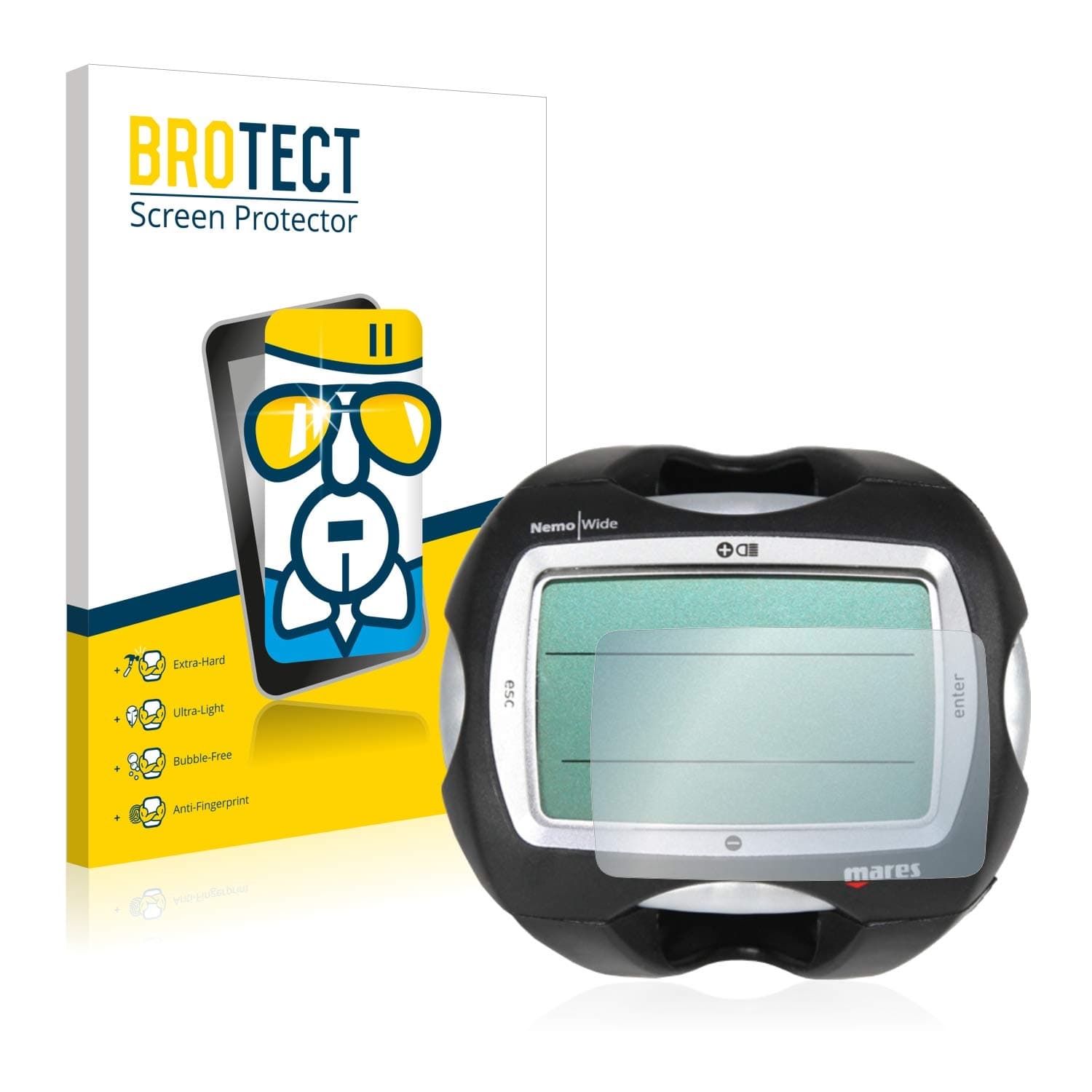 brotect Glass Screen Protector Film compatible with Mares Nemo Wide 2 - Glass-Foil 9H Protection [Scratch Resistant, High Clarity]