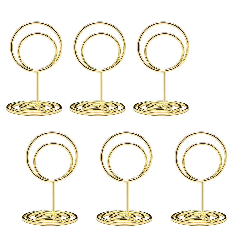 20pcs Mini Place Card Holders, Cute Table Number Holders, Small Size Table Card Holder Tables Number Stands, Wire Photo Picture Menu Clips for Wedding centerpieces, Anniversary Party (Gold)