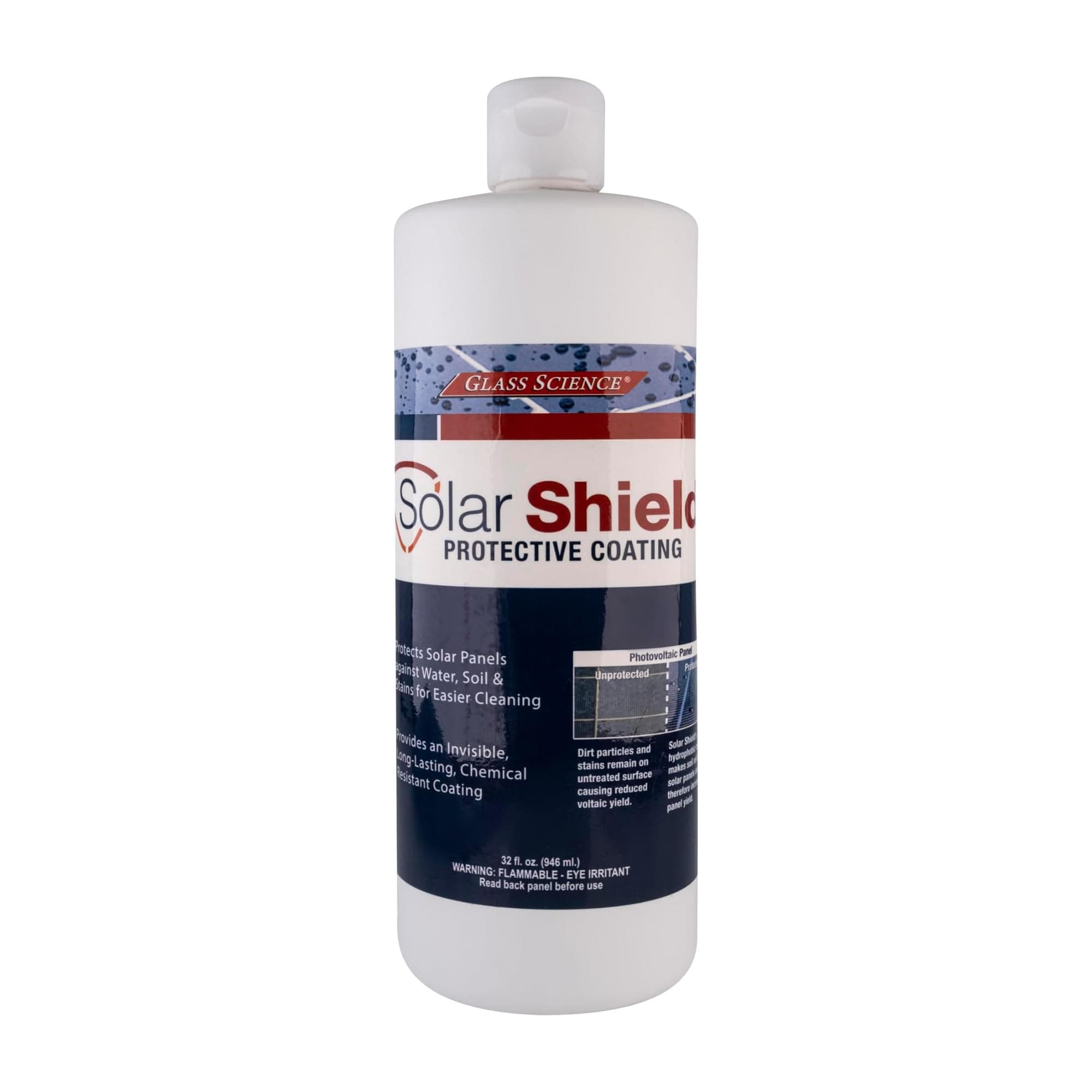 Unelko 28322 Solar Shield Protective Coating, 32oz Bottle, Nano-Scale Polymer for Solar Panel Protection, Prevents Soil and Etching, Covers more than 1000sq.ft,Stops Grime & Pollution Build-Up