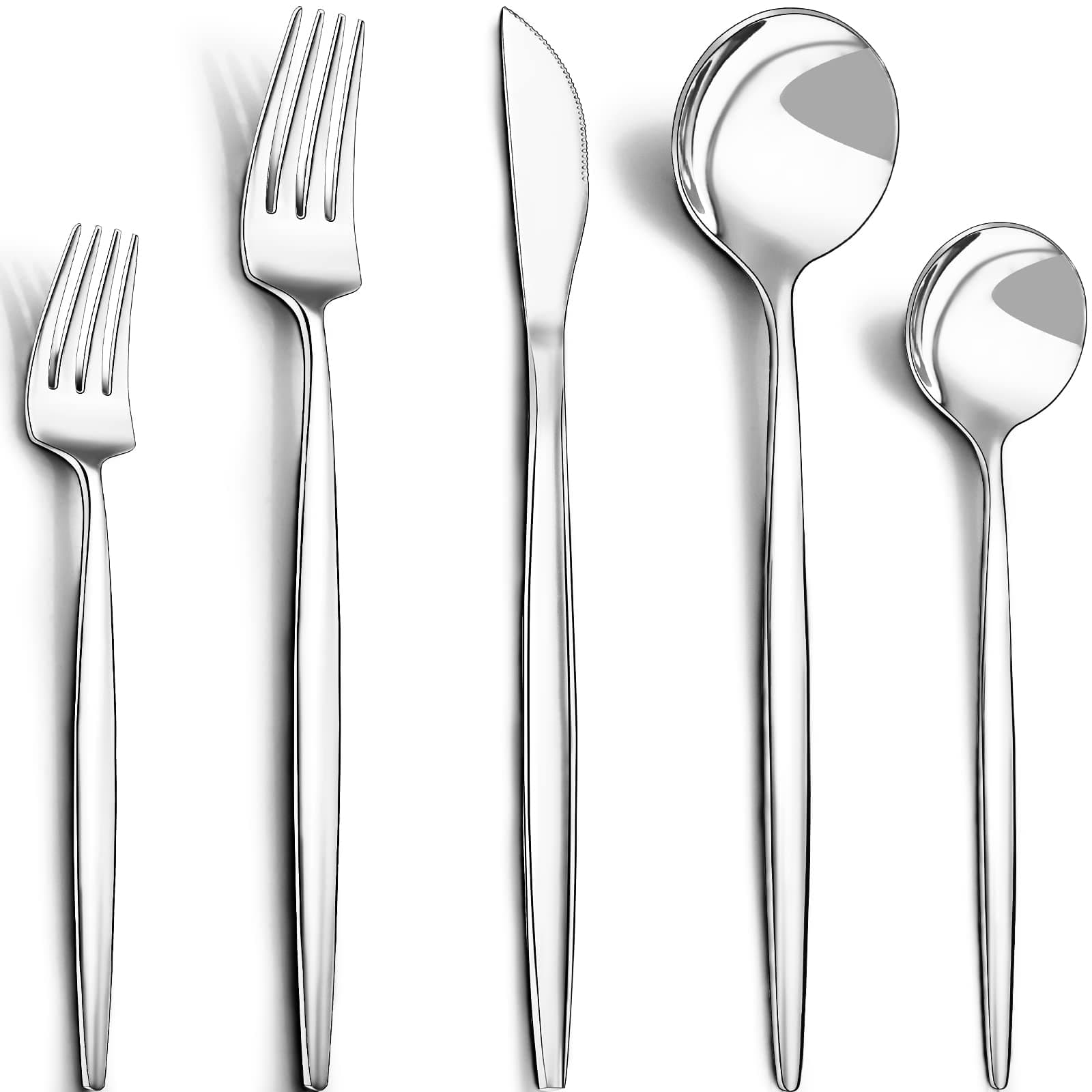 40-Piece Silverware Set for 8, CEKEE Stainless Steel Flatware Cutlery Set Included Knife Spoon and Fork, Kitchen Utensils Set for Home Hotel Wedding Restaurant - Mirror Polished & Dishwasher Safe