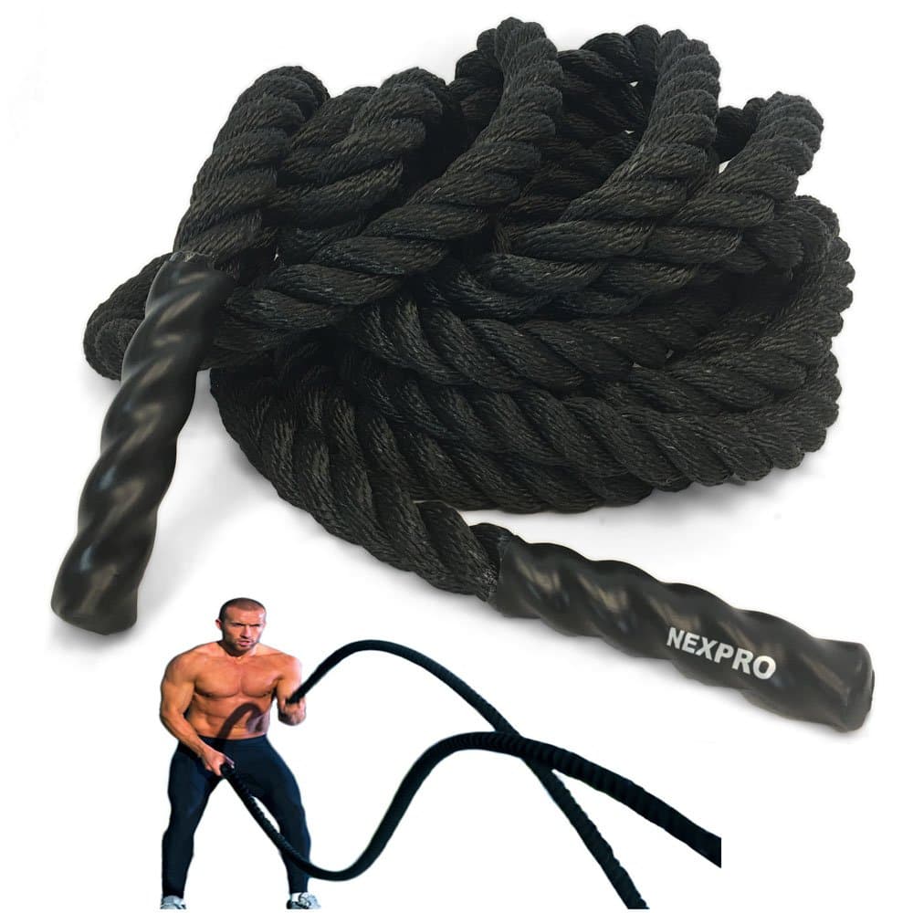 Battle Rope Polydac Undulation Rope Exercise Fitness Training - 2" Width Avail. in 30ft, 40ft, 50ft Length Black
