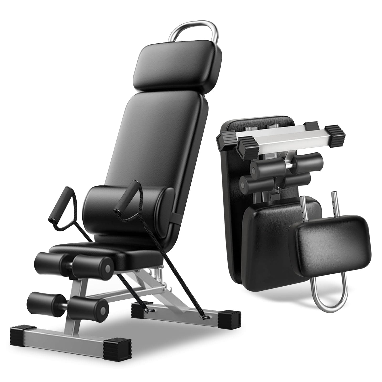 DAYONG Adjustable Weight Bench, Workout Bench Press with Elastic Rope for Full Body Exercise, Foldable Incline Decline Bench, Utility Bench for Home Gym Sit Ups Strength Training, Supports 150kg.