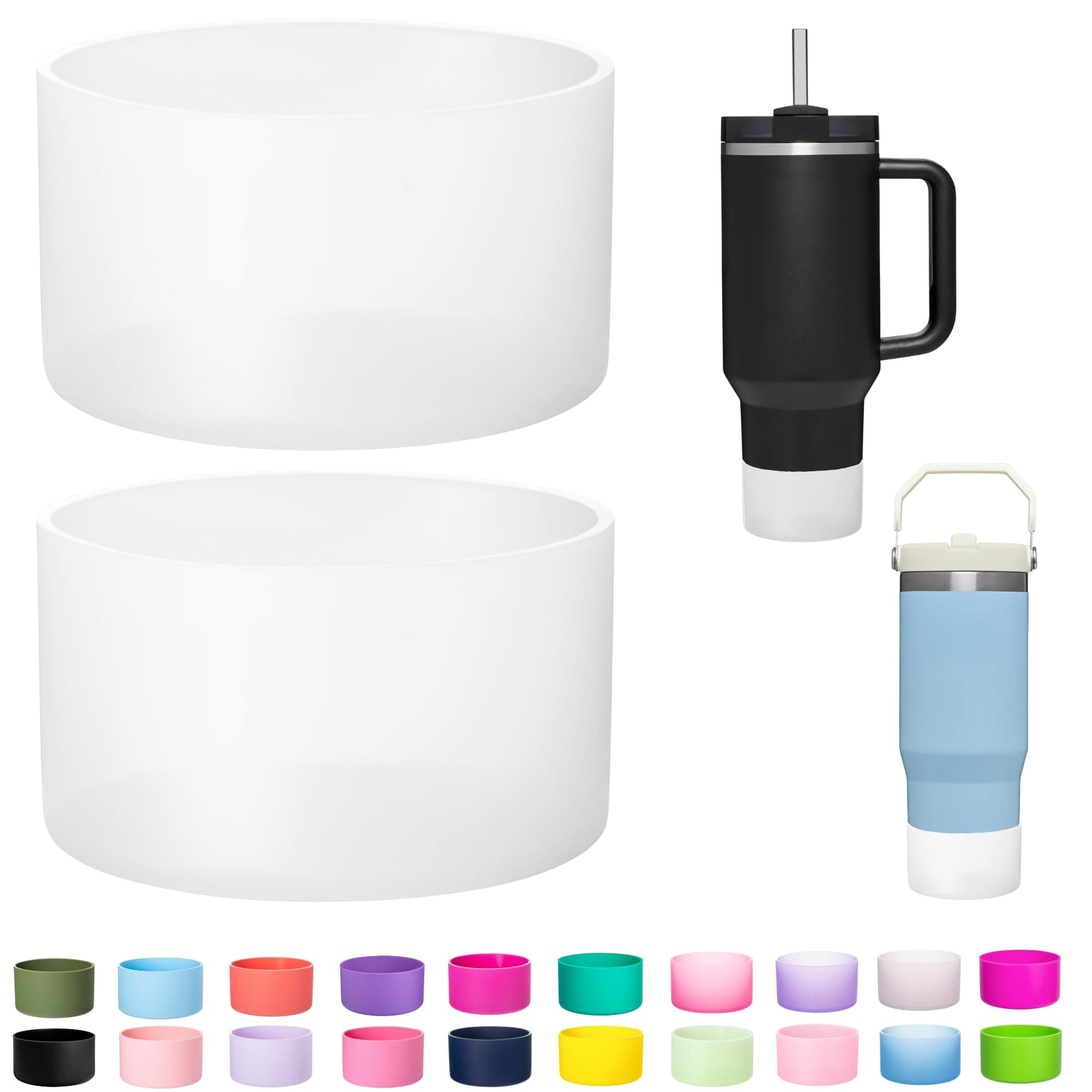 2-Pack Silicone Boot for Stanley Cup 30oz & 40oz, Anti-Slip & Noise Reducing Bottom Protector, BPA-Free Tumbler Base Cover for Quencher H2.0 30/40oz & IceFlow 20/30oz, Accessories for Car & Travel