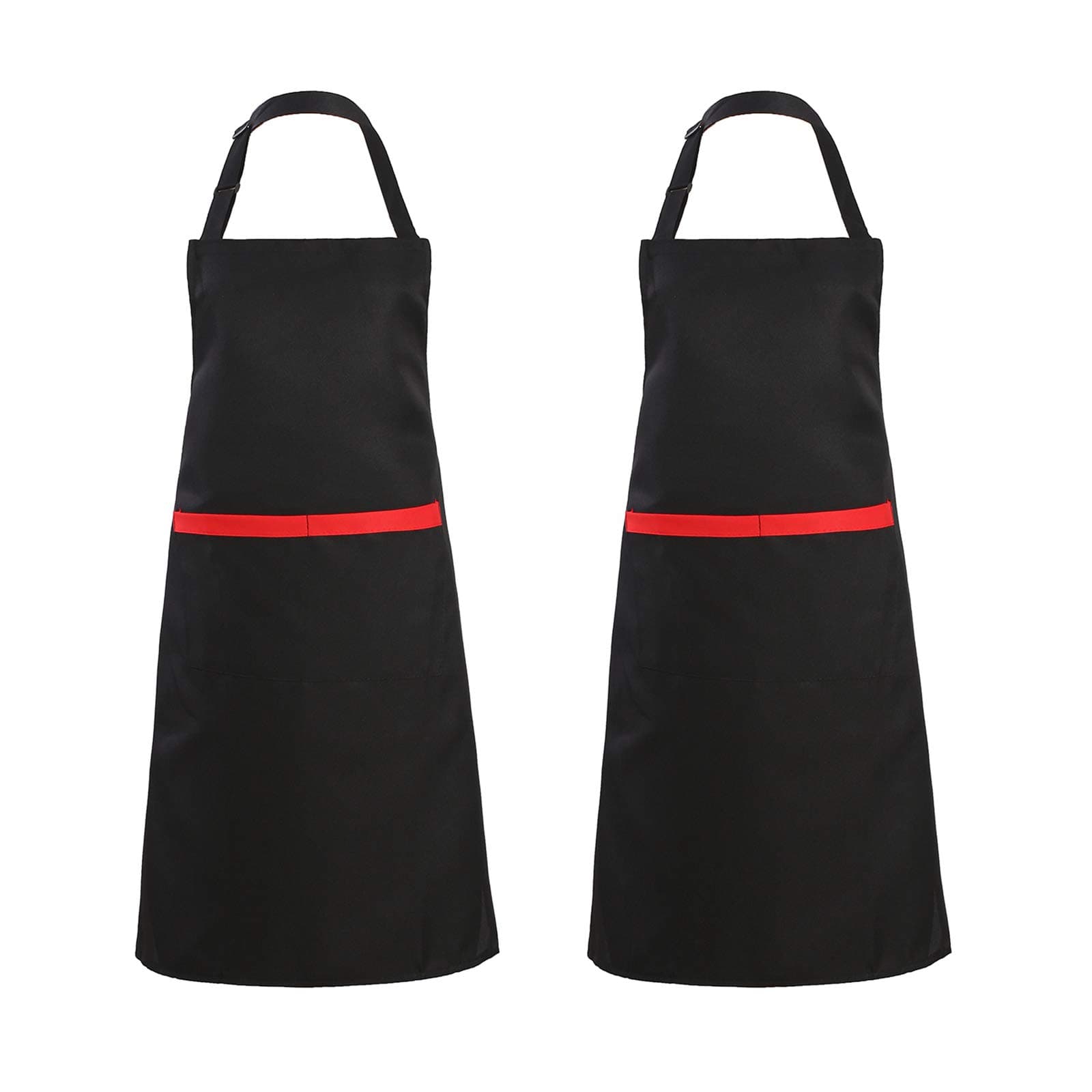 Tosewever2 Pack Adjustable Bib Apron with 2 Pockets, Waterdrop Resistant Cooking Kitchen Aprons for Women Men Chef Couple BBQ Painting (Black, 2)