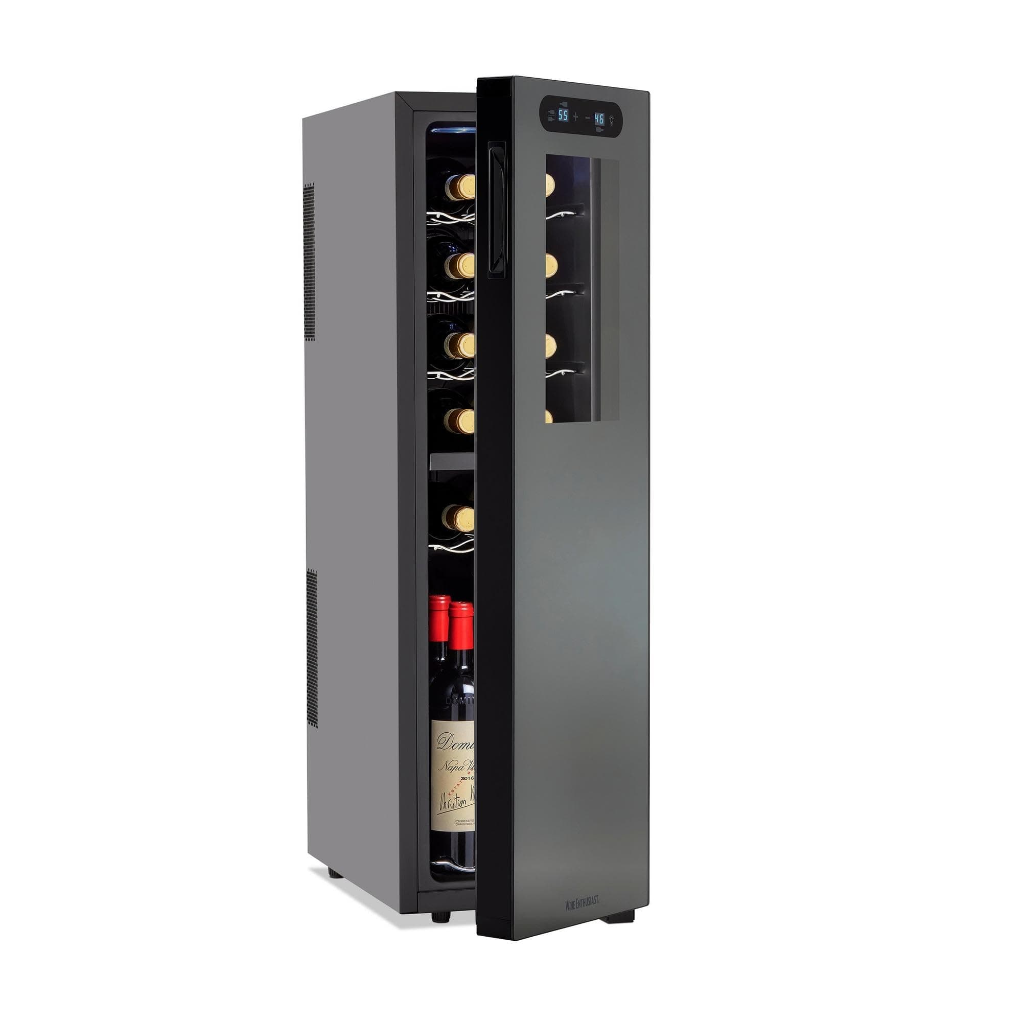 18-Bottle Slimline Dual Zone Wine Cooler - Energy Efficient Freestanding Wine Refrigerator - Upright Bottle Storage, Adjustable Thermostat, Digital Touchscreen (20.5” x 10.7" x 36.8”)