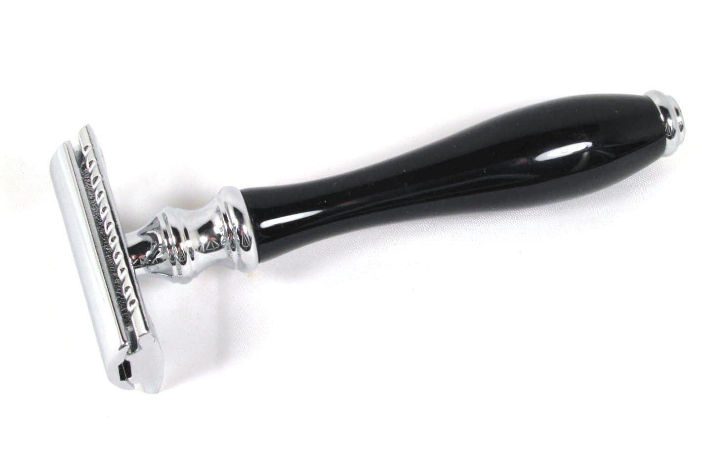 Col Conk Double Edge Safety Razor Black Handle Chrome Head