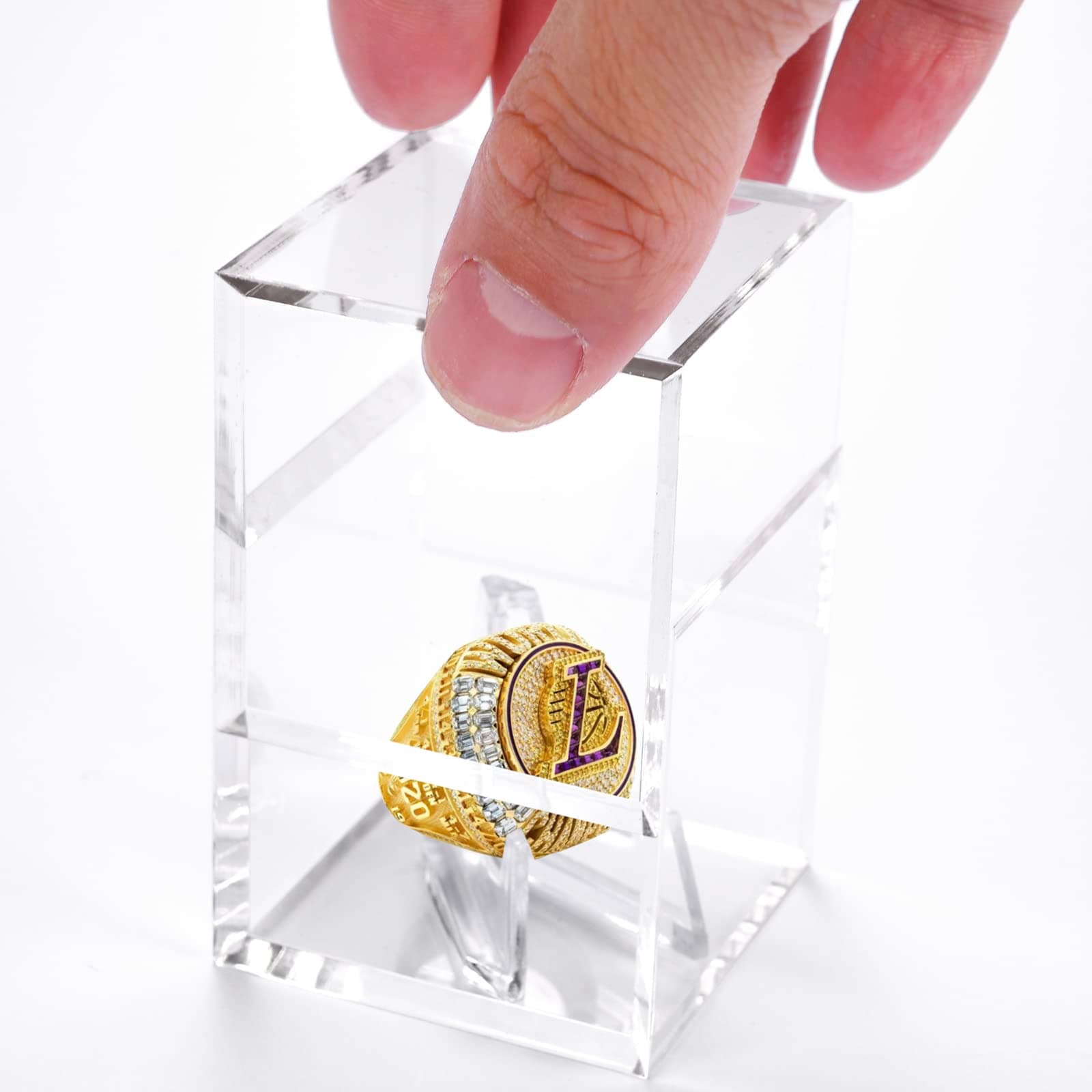 Championship Ring Display Case, Acrylic Display Box and Holder for Super Bowl, Championship, and Baseball Rings, for Collectors and Enthusiasts, 1pc