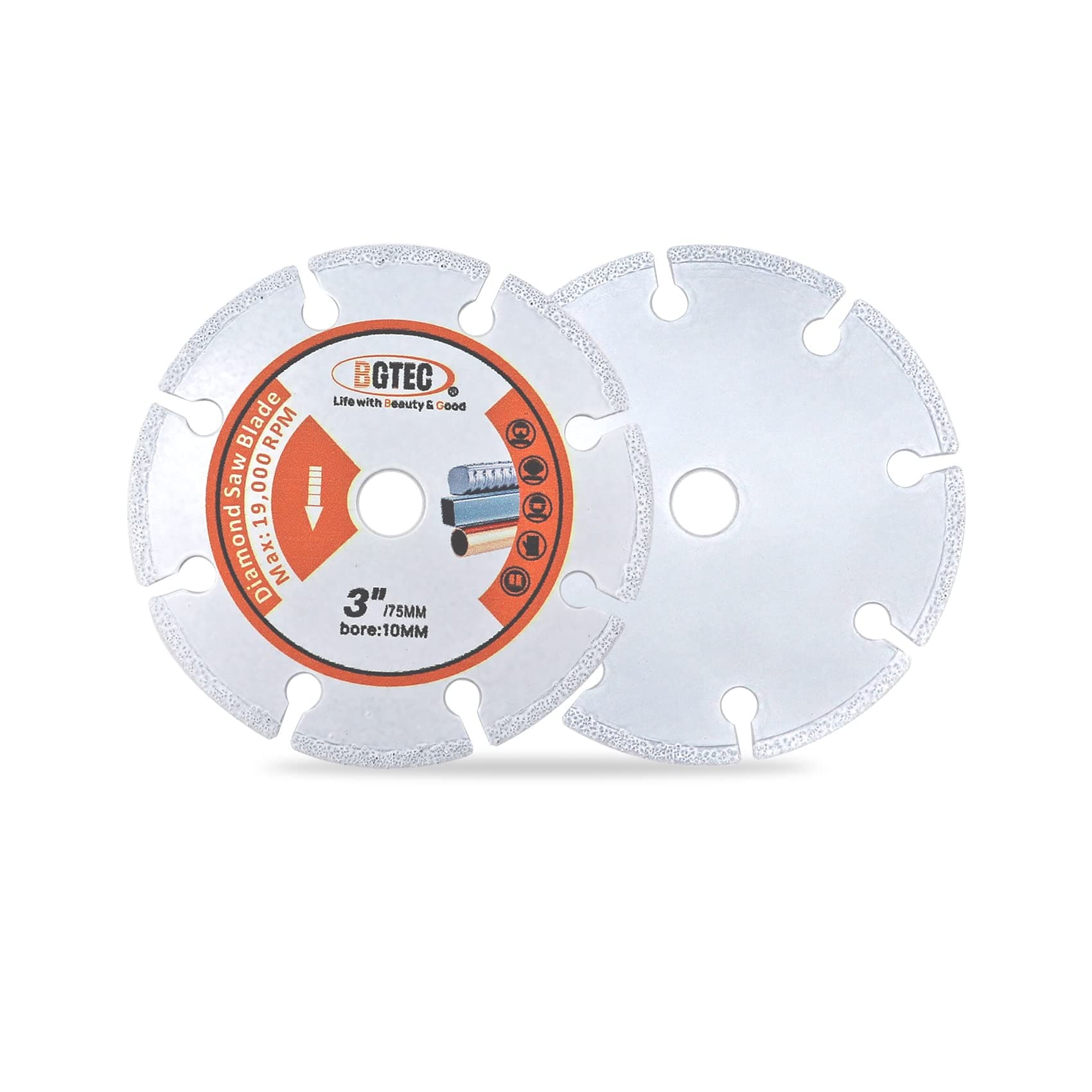 BGTEC Diamond Cutting Disc, 3" Cut-Off Wheel Diamond Blade for Cutting Carbide Metal, Alloys, Iron,Stainless Steel, 2pcs Vacuum Brazed