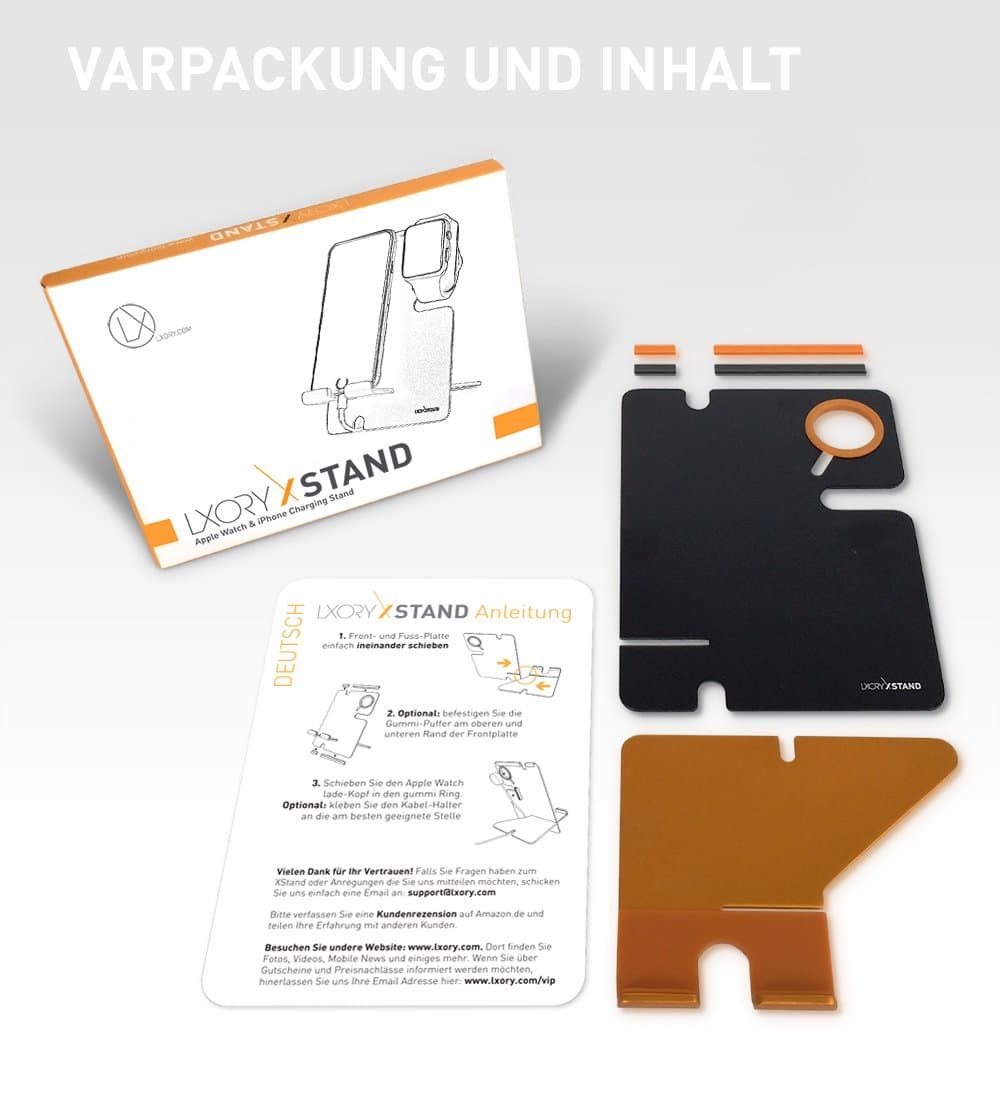 Apple Watch Stand With iPhone Dock - 2 in 1 Duo Charging Station For All iWatch and Phone Models, Best for Travel and Gifting: LXORY XStand (Silver-Black) Fits Series 3, 2, 1 both 38mm and 42mm