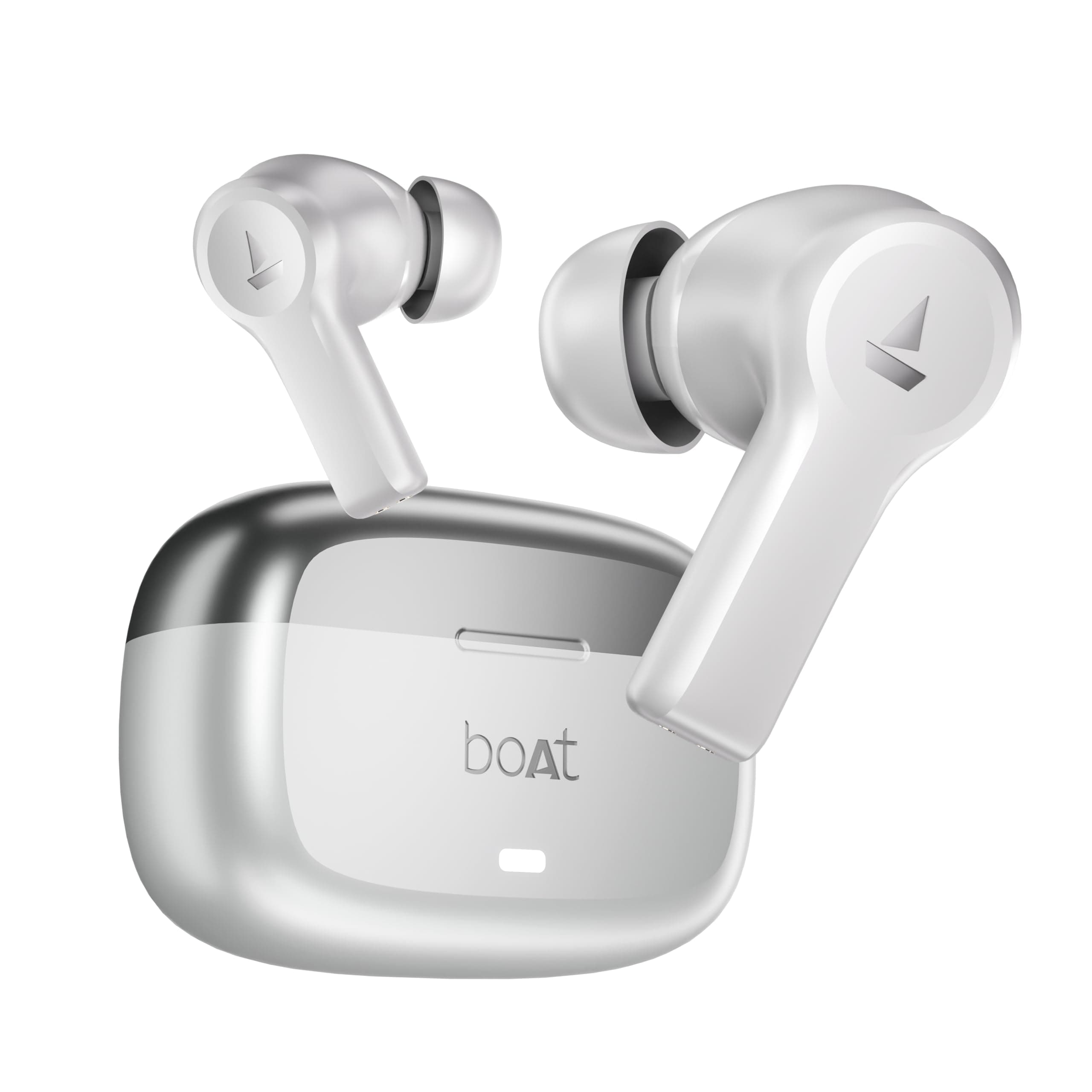 Boat Nirvana Lucid w/ 32 dB ANC, Multi-Point Connectivity, in-Ear Detection, 60HRS Playback, Hearables App, 4 Mics ENx, IPX5 Truly Wireless in Ear Earbuds, TWS Ear Buds(Zinc White)