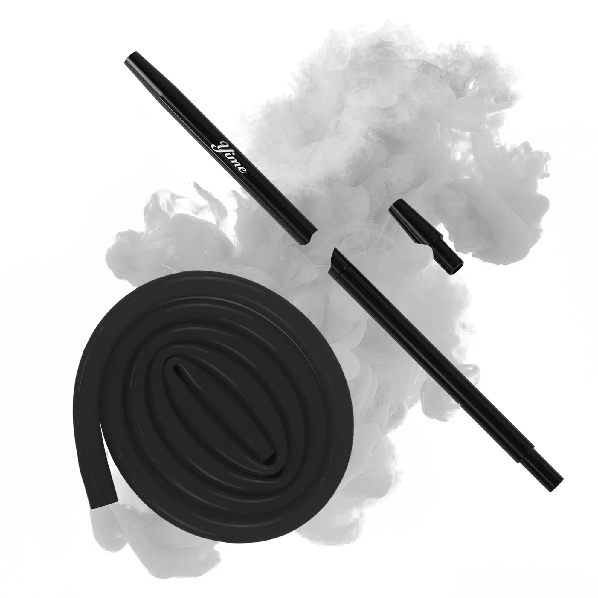 Yime silicone hookah pipe set including mouthpiece, complete set black