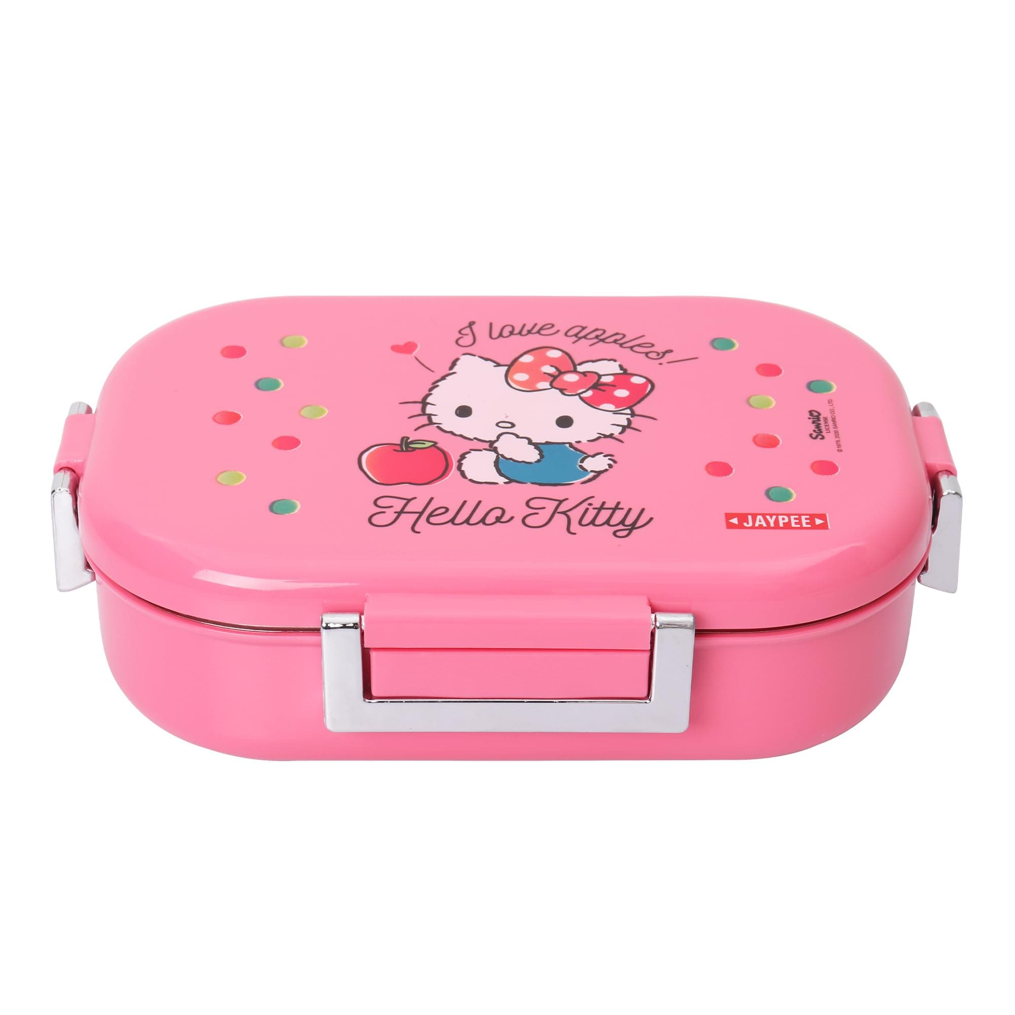JAYPEE Missteel Hello Kitty Lunch Box Plastic with Inner Stainless Steel Lunch Box for Kids School Girls, Picnic Airtight Leak- Proof Tiffin Box 650 ml,Pink