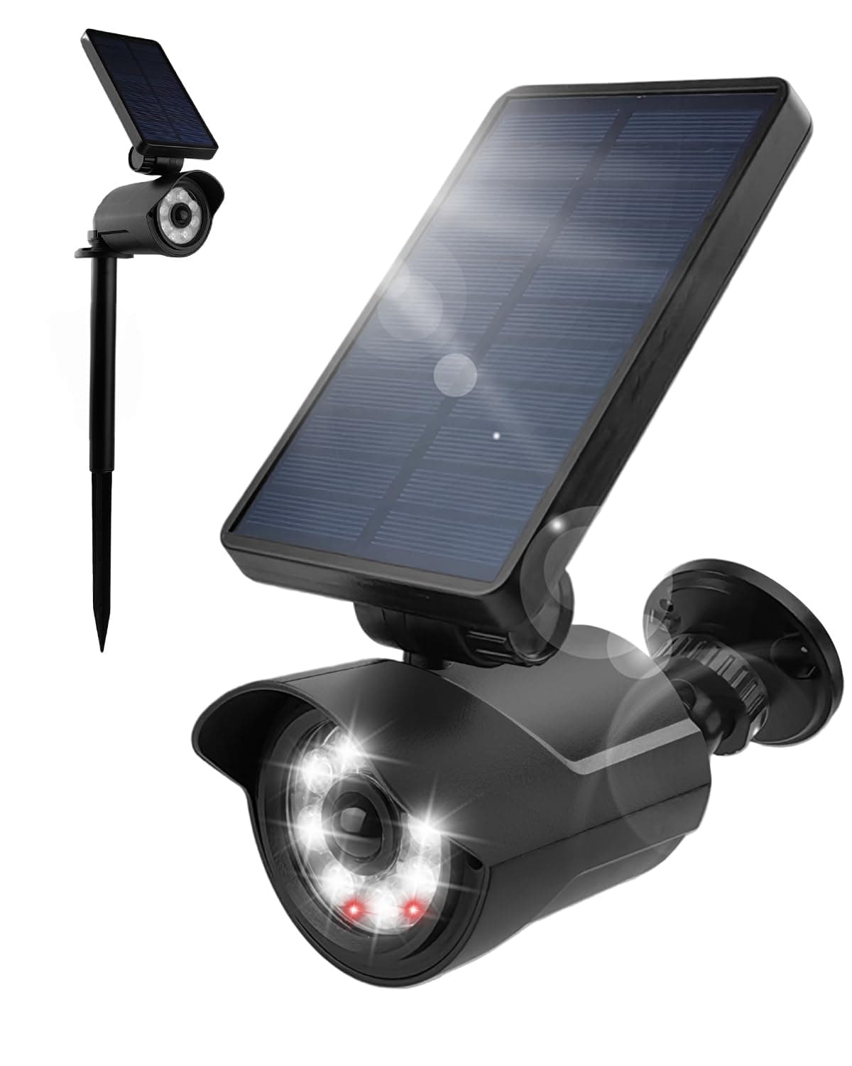 KALAHOL Solar Security Lights Outdoor Motion Sensor Wall/Ground, Dummy Camera Solar Light 20ft Motion Detection PIR Sensor, Solar Powered Security Light IP66 Waterproof for Yard Garden