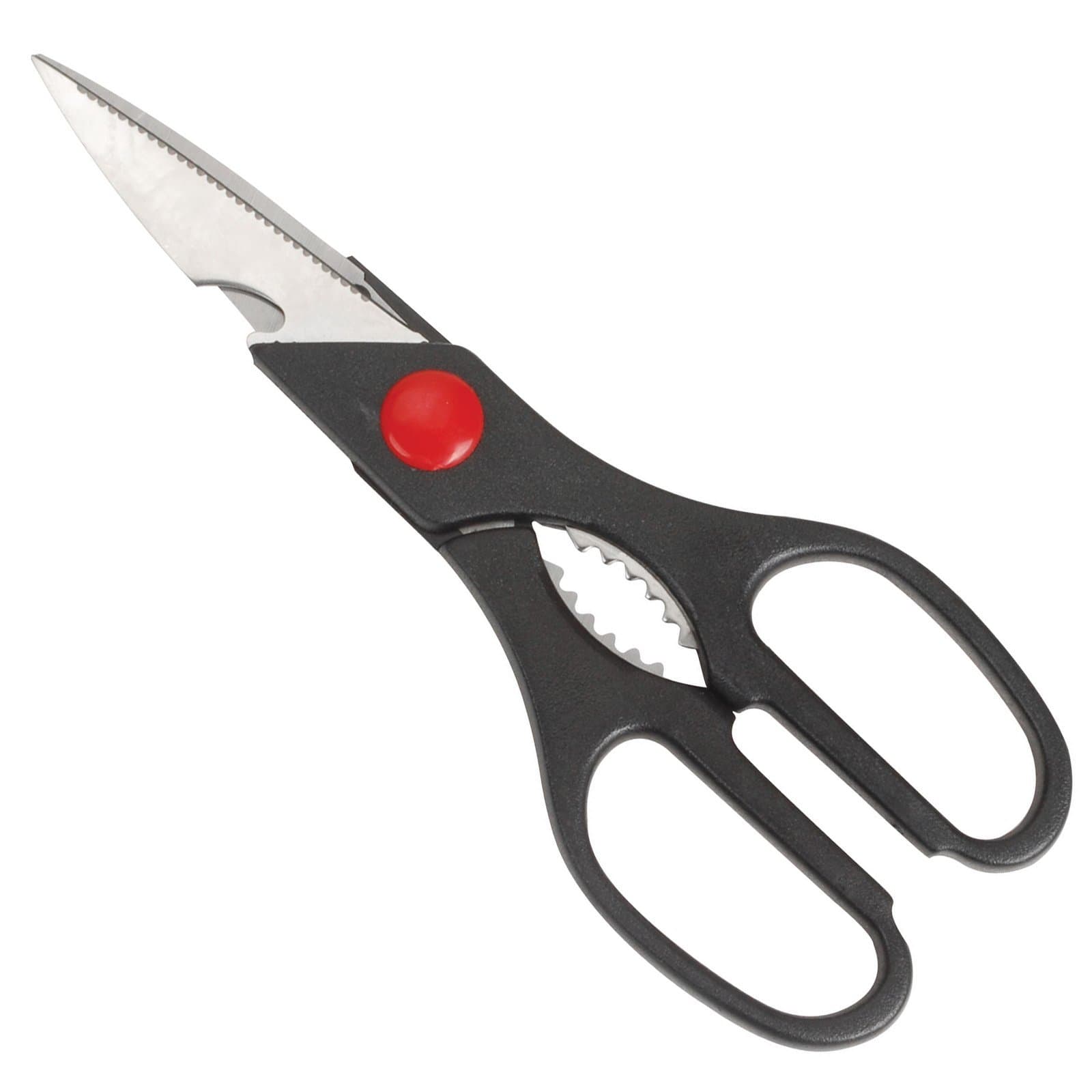 Deluxe Scissors Poultry Crab Legs Chicken Bones with Nut Cracker Bottle Opener Black