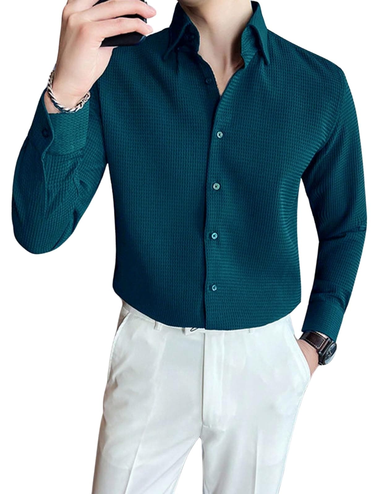 GRECIILOOKS Men Solid Regular Fit Casual Shirt