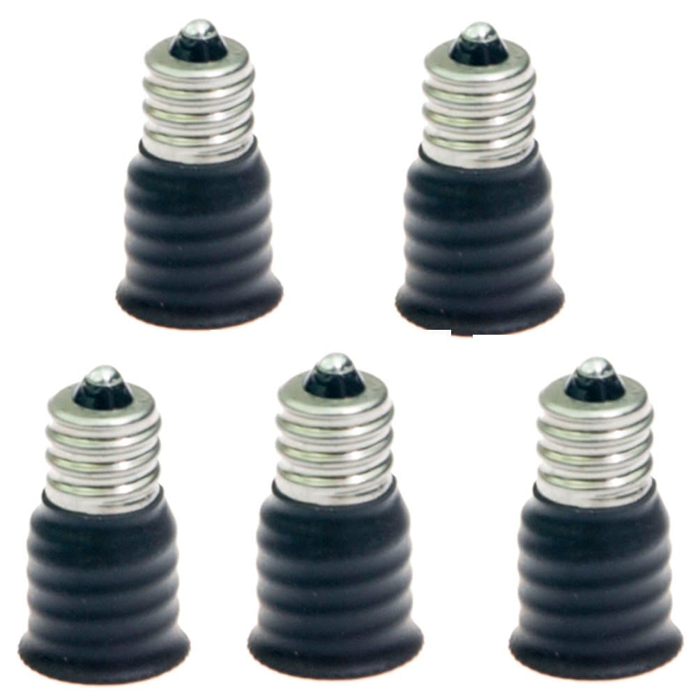 E12 to E14 Light Sockets Adapter, Light Bulb Socket, Bulb Base Adapter, E12 Male to E14 Female Converts LED Light Holder Lamp Adapter Socket Changer (Pack of 5, Black)