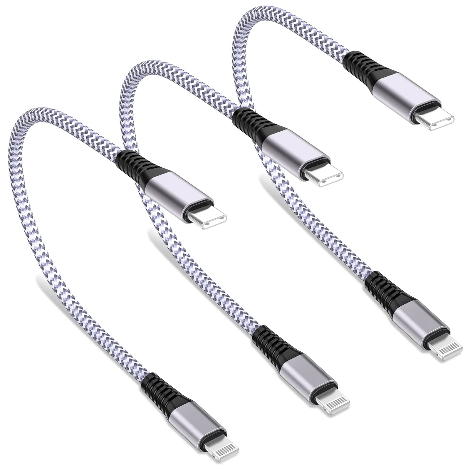 [Apple MFi Certified] Short USB-C to Lightning Cable, 3Pack 8 Inch Nylon Braided iPhone Charger Power Delivery Type C Fast Charging Cable Data Syncing Cord for iPhone 14/13/12/11/XS/XR/XS/X/8/7/iPad