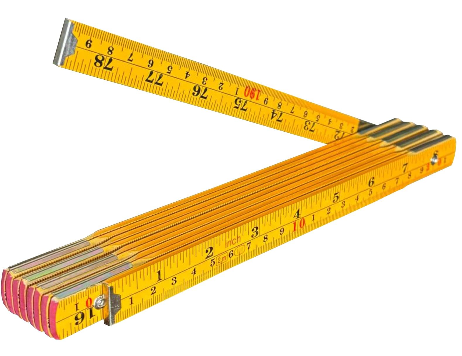 Binzer Folding Ruler, Foldable Ruler, Wooden Stick Ruler, Folding Yard Stick, Inch & Metric (6-foot-6-inch/2-Meter), Foldable Yardstick, Carpenters - Sewing - General Use