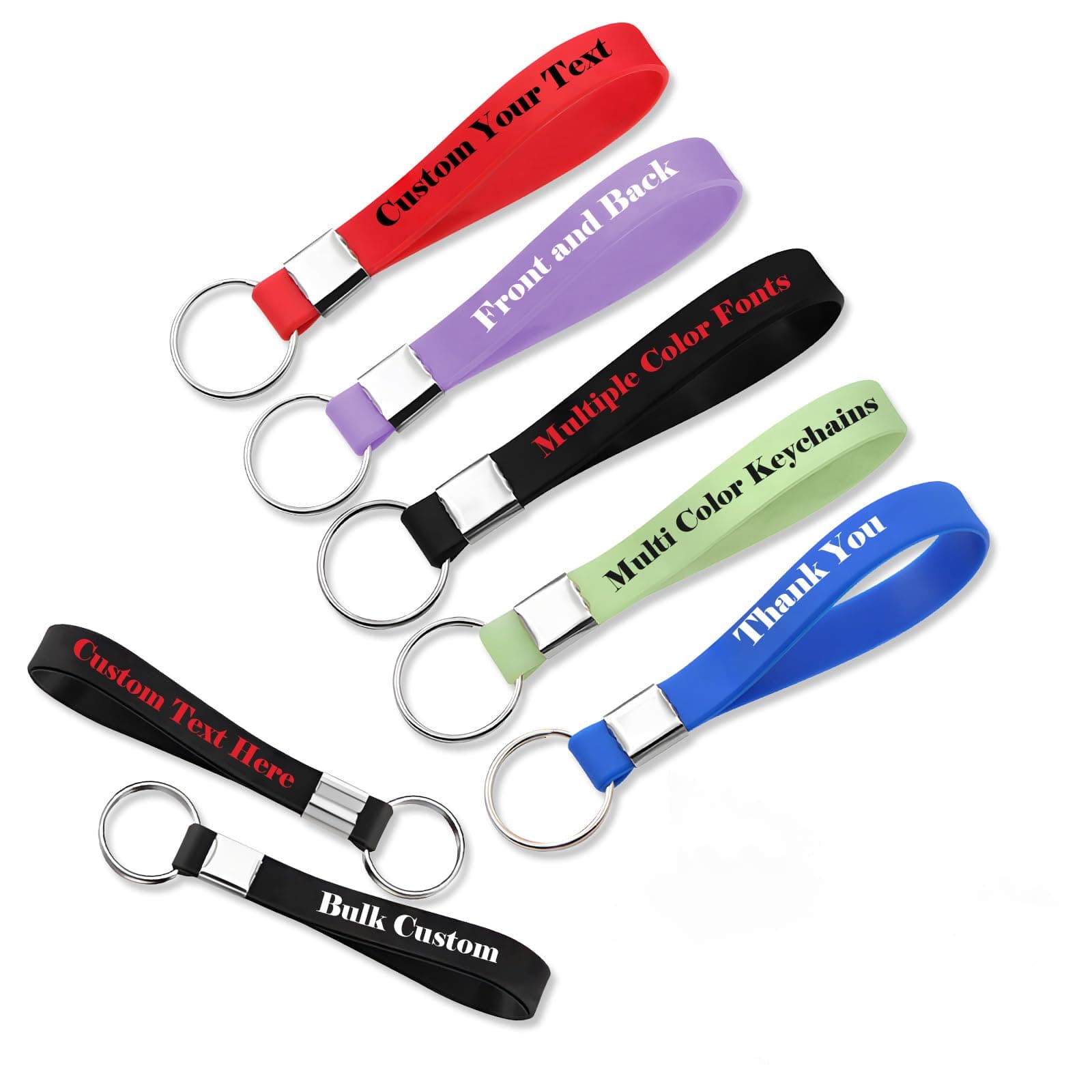 Custom Keychains Silicone Bulk Personalized Customized Text Keyrings for Events,Company,Motivation Customizable