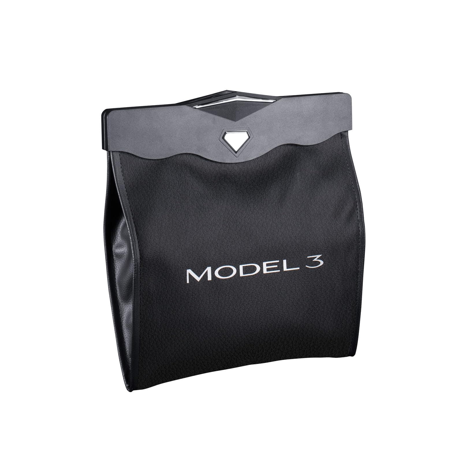 Motrobe Tesla Model 3 Trash Can 2017-2023 Garbage Bag [Magnetic+LED 2-in-1] Waterproof Backseat Hanging Garbage Bin with 2.5 Gallons Faux Leather Model 3 Interior Accessories