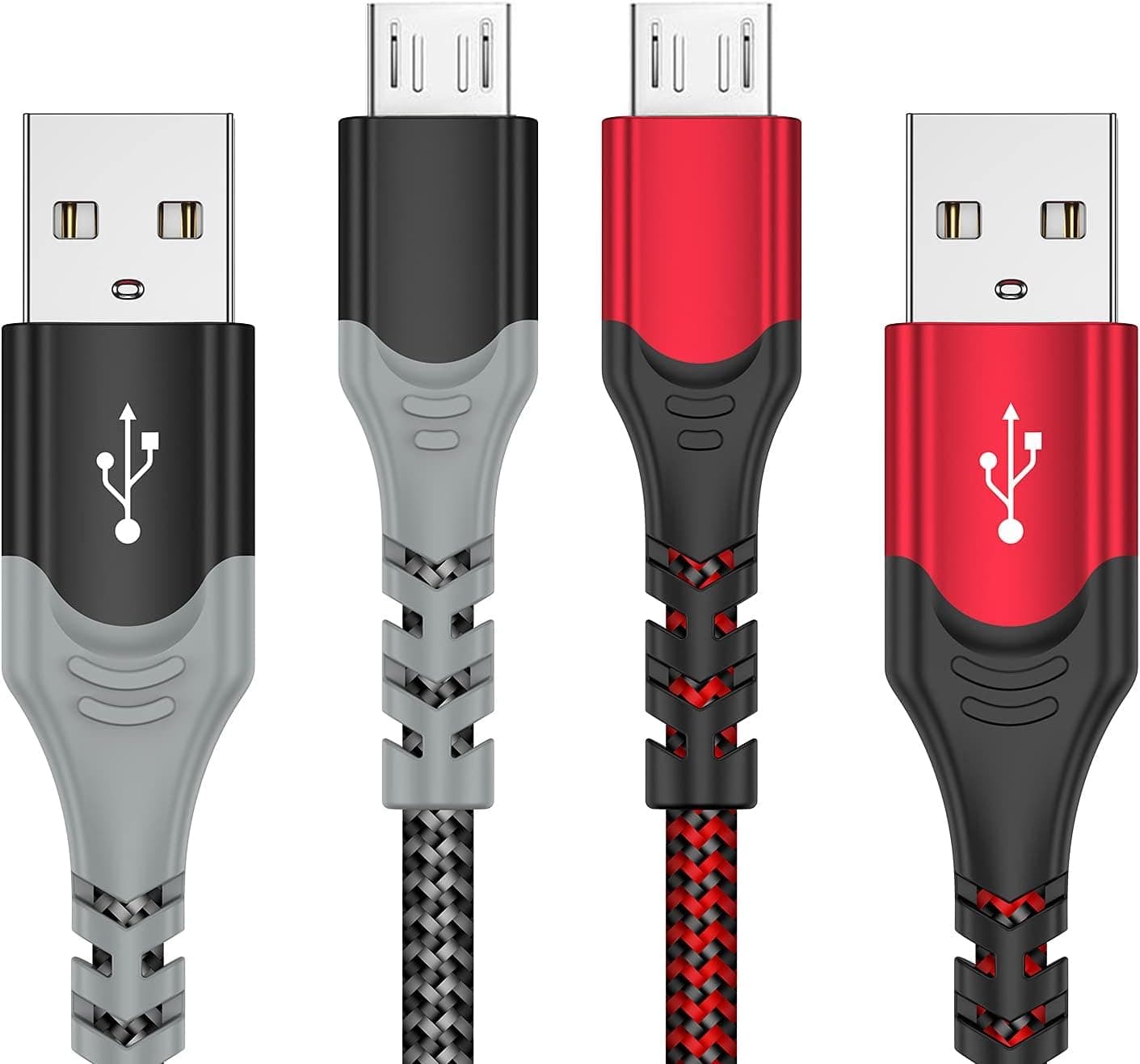 KOOWOD PS4 Controller Charger Charging Cable – 2 Pack 10FT Nylon Braided Micro USB 2.0 High Speed Data Sync Cord for PlayStation DualShock 4, Xbox One S/X Controller, Android Phones