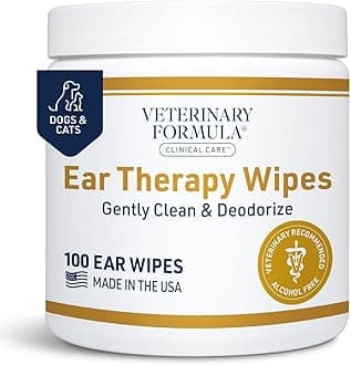 Veterinary Formula Clinical Care Ear Therapy Wipes, 100ct – Cat and Dog Ear Cleaner – Help Relieve Itchy Ears Quickly & Effectively Remove Dirt, Debris, and Foul Odor